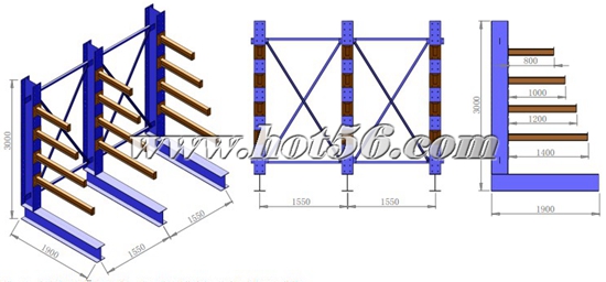 昊特蘇州貨架單懸臂貨架設計圖:4006-0512-56