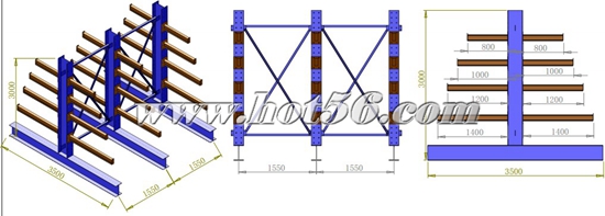 昊特蘇州貨架雙懸臂貨架設計圖:4006-0512-56